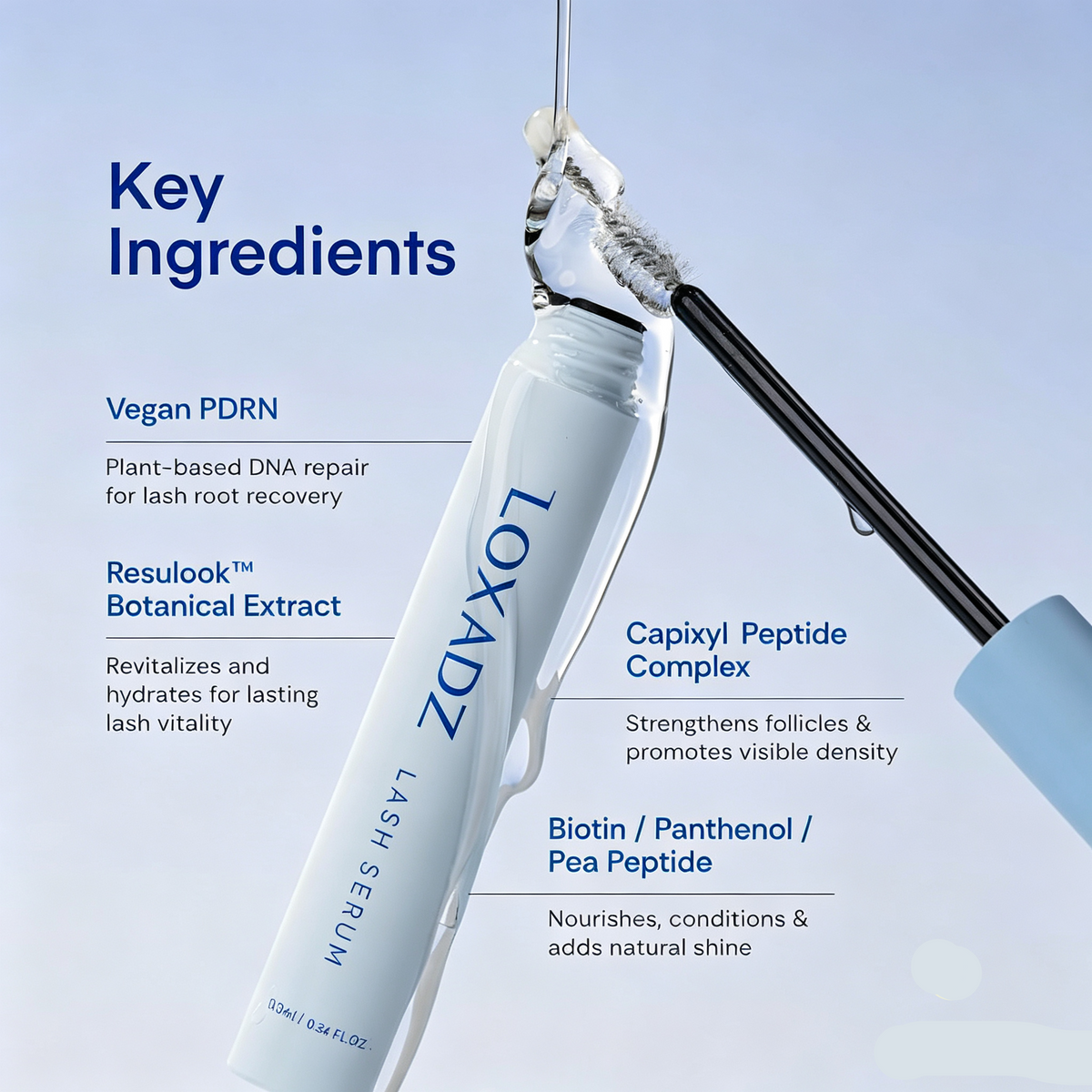 Vegan PDRN Lash Growth Serum for Longer, Fuller, Healthier Lashes