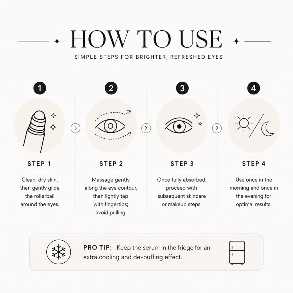 Under Eye Brightener Roller - Caffeine & Retinol Eye Serum for Dark Circles | Targets Puffiness & Fine Lines, Travel Essential Vegan Skincare, Cooling Eye Massage, Dermatologist-Tested, 0.52 fl oz