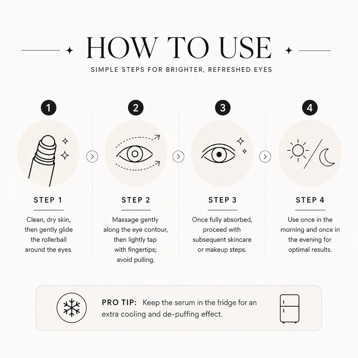 Under Eye Brightener Roller - Caffeine & Retinol Eye Serum for Dark Circles, 0.52 fl oz