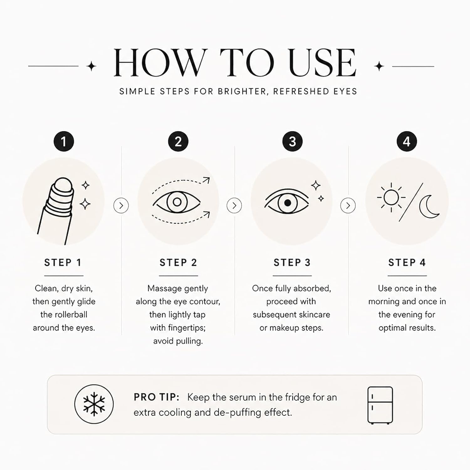 Under Eye Brightener Roller - Caffeine & Retinol Eye Serum for Dark Circles | Targets Puffiness & Fine Lines, Travel Essential Vegan Skincare, Cooling Eye Massage, Dermatologist-Tested, 0.52 fl oz