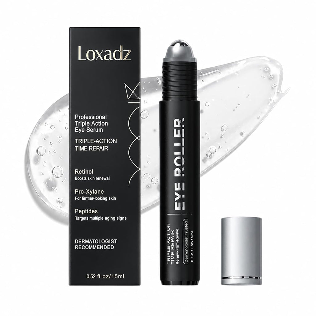 Under Eye Brightener Roller - Caffeine & Retinol Eye Serum for Dark Circles | Targets Puffiness & Fine Lines, Travel Essential Vegan Skincare, Cooling Eye Massage, Dermatologist-Tested, 0.52 fl oz