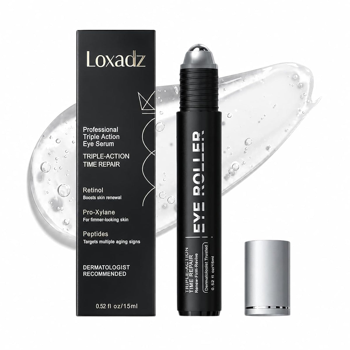 Under Eye Brightener Roller - Caffeine & Retinol Eye Serum for Dark Circles, 0.52 fl oz