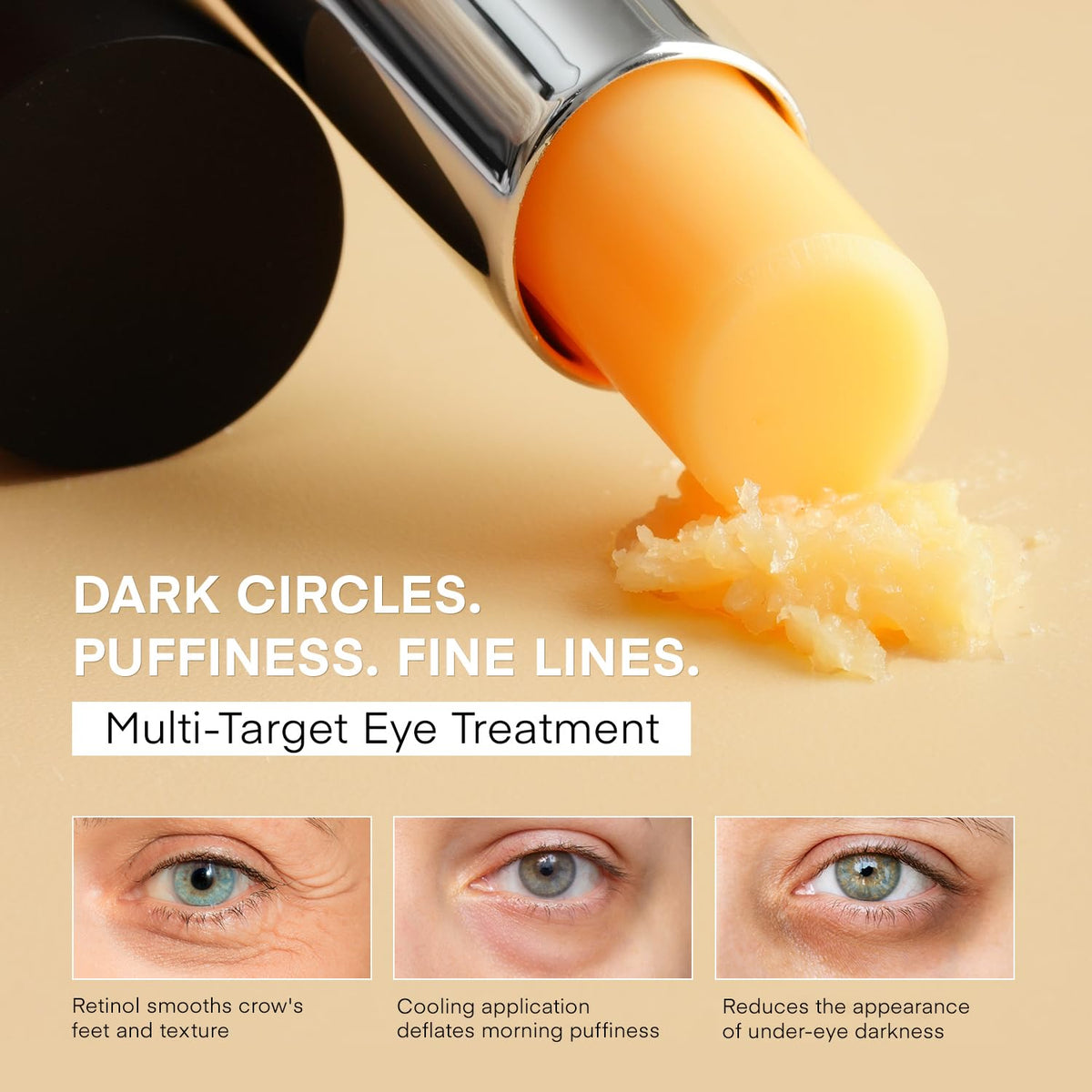 Retinol Eye Stick: Retinol Eye Cream for Dark Circles and Puffiness with 1% Bakuchiol and Caffeine