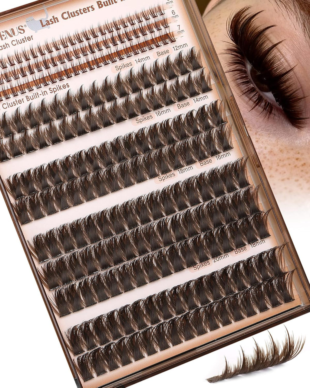 Brown Manga Lash Clusters With Spikes Wispy Cluster Eyelashes